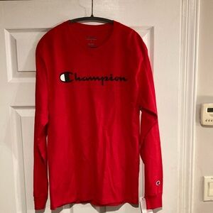 NWT Champion Red Long Sleeve Tee Casual Comfort